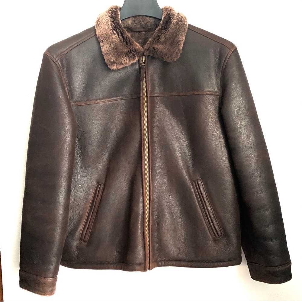 real sheepskin leather jacket with fur lining